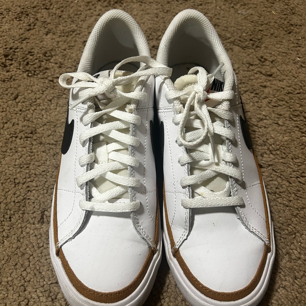 Nike White and Brown Sneakers Classic Design